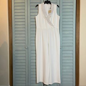 Tahari Women’s Wide-Leg Jumpsuit Ivory Size 12